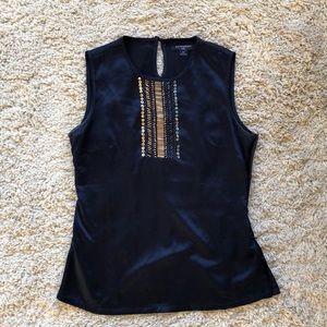 Navy Blue BR Silk Tank